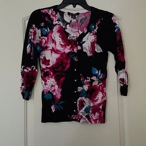 Black floral cardigan